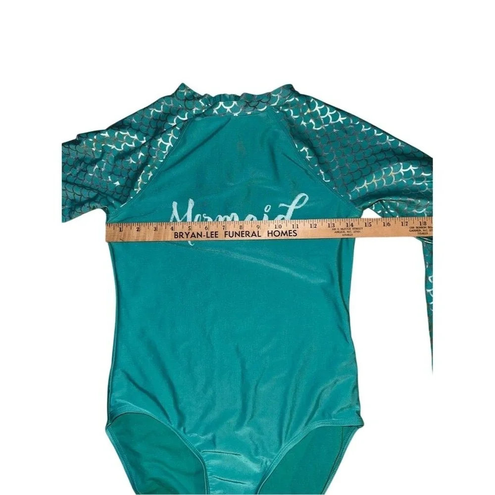 Cat & Jack Girls Mermaid Long Sleeve Swimsuit Size 14-16 Blue resort vacation‎